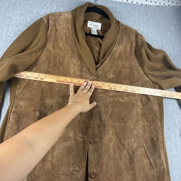 Línea By Louis Dell’Olió 100% Suede Jacket Tan Button Up Size 1X - Picture 11 of 14